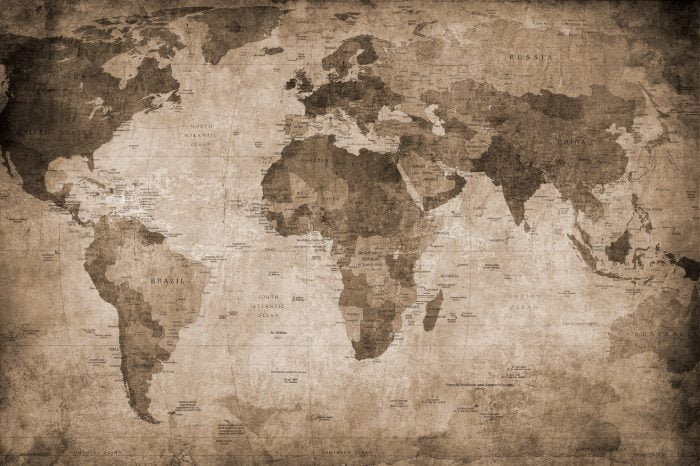 World Map, Brown - Rebel Walls