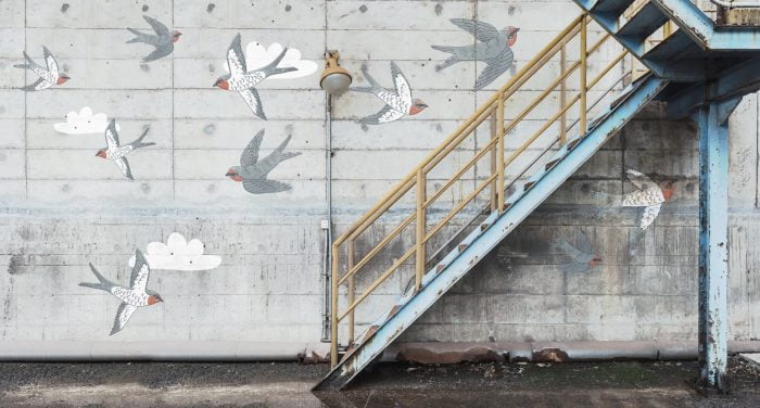 Stairway Graffiti, Swallow - Rebel Walls