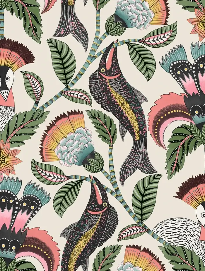 Nene, Coral, Sage & Teal on Parchment - Cole & Son