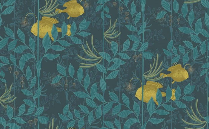 Nautilus, Chartreuse & Petrol on Midnight - Cole & Son