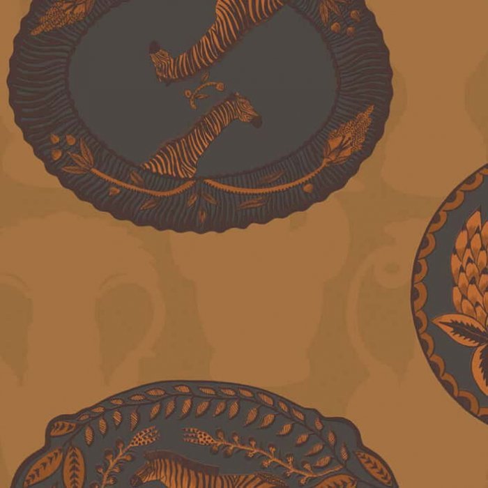 Matrinah, Burnt Orange & Charcoal on Ginger - Cole & Son