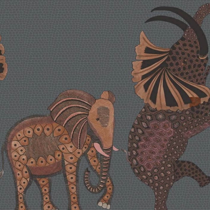 Safari Dance, Ginger & Red on Charcoal - Cole & Son