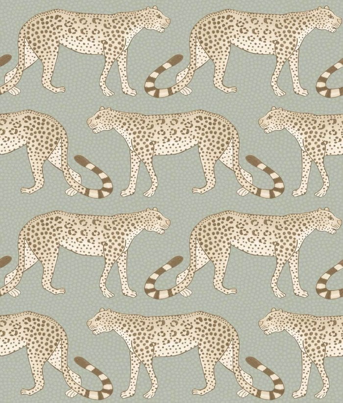 Leopard Walk, Linen on Soft Olive - Cole & Son