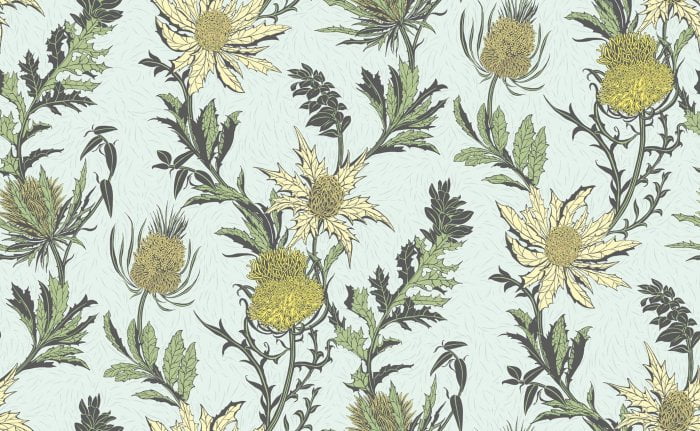 Thistle, Lemon & Olive on Sea Foam - Cole & Son