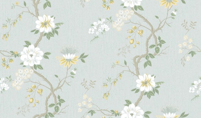 Camellia, Lemon & Sage on Sea Foam - Cole & Son
