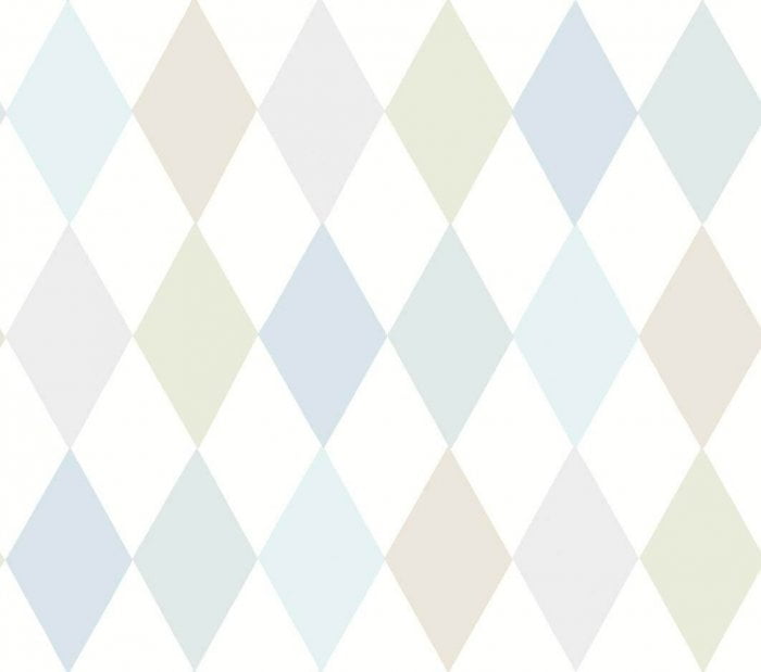 Punchinello, Power Blue, Seafoam & Grey on Chalk - Cole & Son