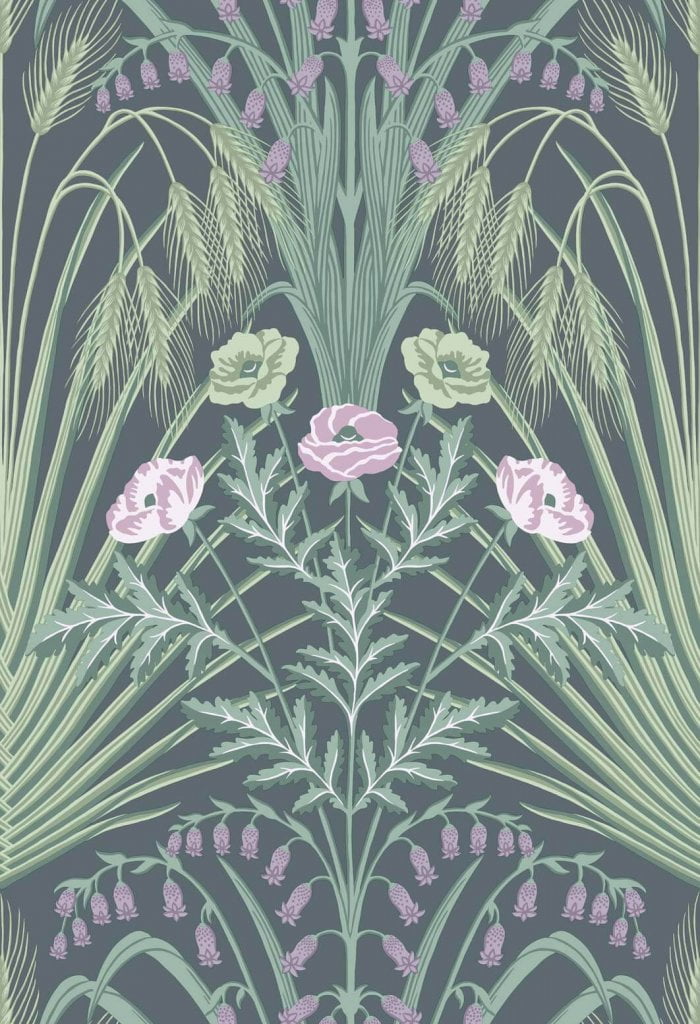Bluebell, Sage, Mint & Lilac on Dark Viridian - Cole & Son