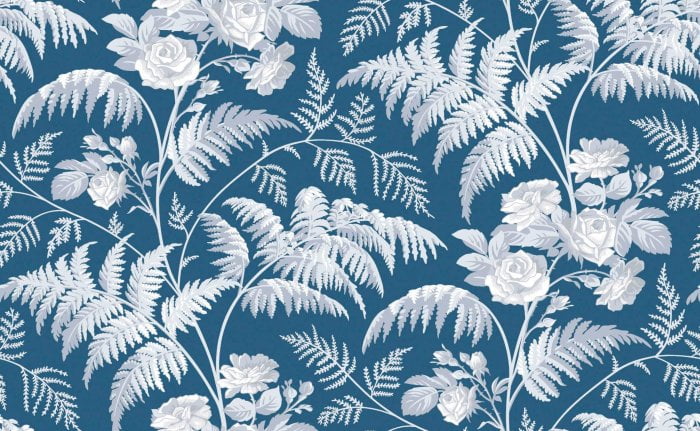 Rose, White & Ice Blue on Denim - Cole & Son