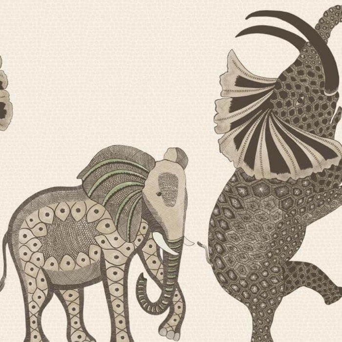 Safari Dance, Linen & Charcoal on Parchment - Cole & Son