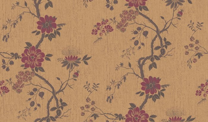 Camellia, Crimson on Metallic Gold - Cole & Son
