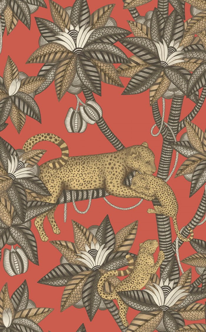 Satara, Soot & Metallic Gold on Rouge - Cole & Son