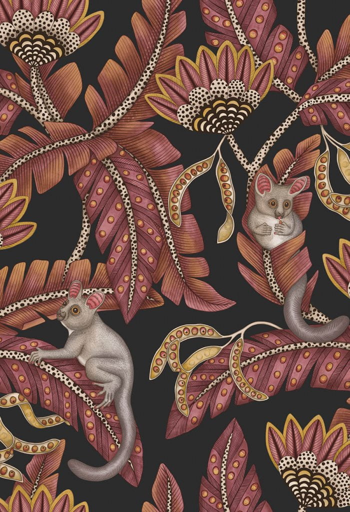 Bush Baby, Crimson & Marigold on Charcoal - Cole & Son