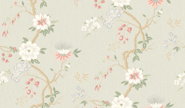 Camellia, Coral & Duck Egg on Eau du Nil - Cole & Son