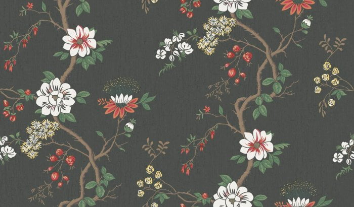 Camellia, Chalk & Red on Soot - Cole & Son