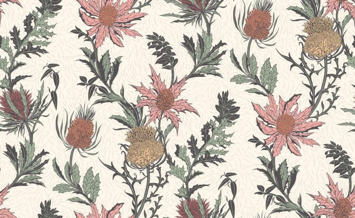 Thistle, Magenta & Orange on Parchment - Cole & Son