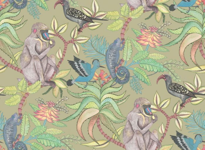 Savuti, Bright Multi on Old Olive - Cole & Son