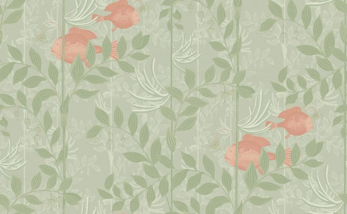Nautilus, Coral and Soft Olive - Cole & Son