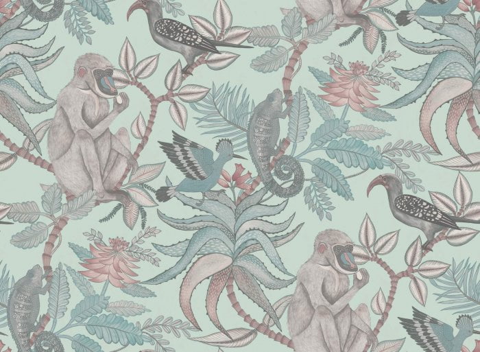 Savuti, Blush & Sky Blue on Duck Egg - Cole & Son