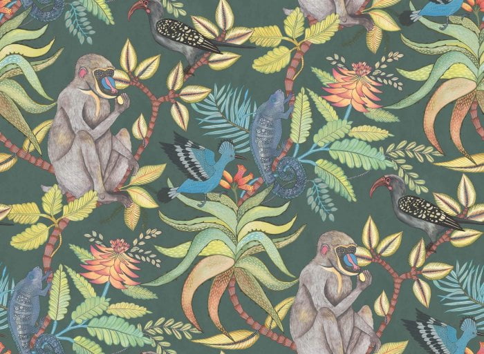 Savuti, Bright Multi on Dark Viridian - Cole & Son