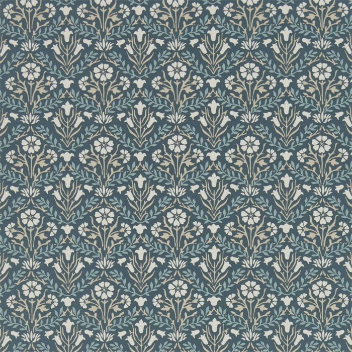 Morris Bellflowers, Indigo/Linen - Morris & Co