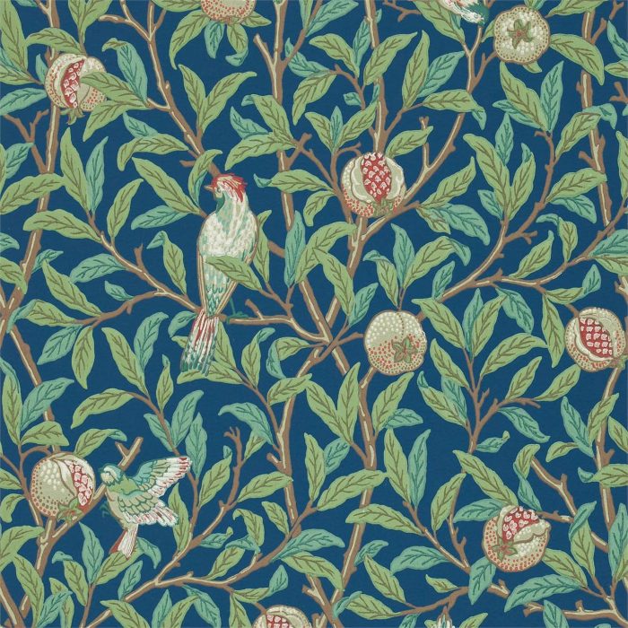 Bird & Pomegranate, Blue/Sage - Morris & Co