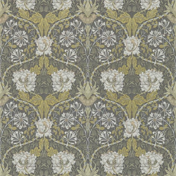 Honeysuckle & Tulip, Charcoal/Gold - Morris & Co