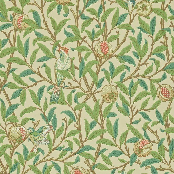 Bird & Pomegranate, Bayleaf/Cream - Morris & Co
