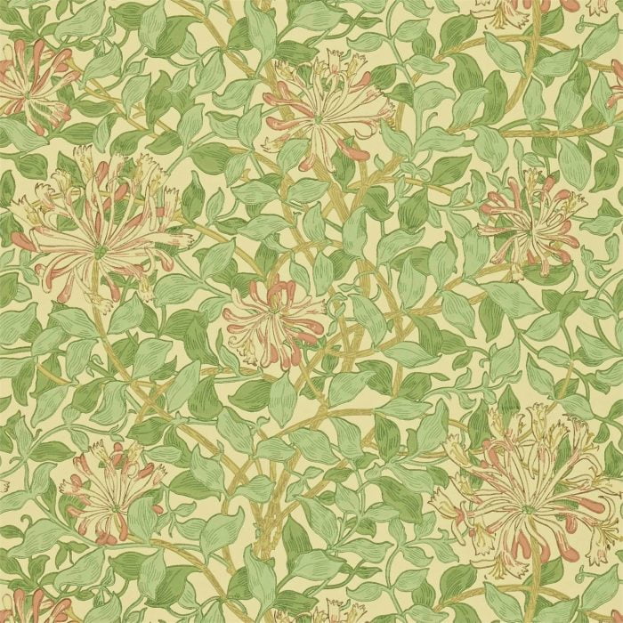 Honeysuckle, Green/Beige/Pink - Morris & Co