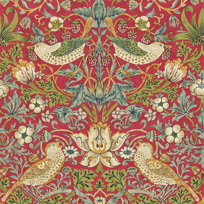 Strawberry Thief, Crimson/Slate - Morris & Co