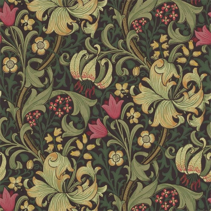 Golden Lily, Charcoal/Olive - Morris & Co