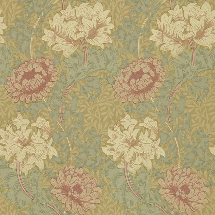 Chrysanthemum, Pink/Yellow/Green - Morris & Co