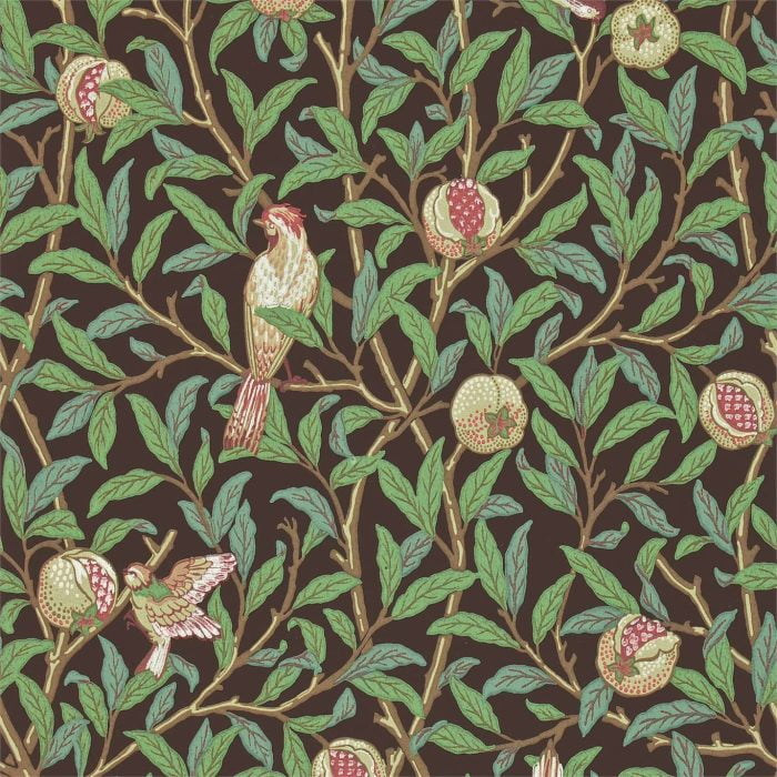 Bird & Pomegranate, Charcoal/Sage - Morris & Co