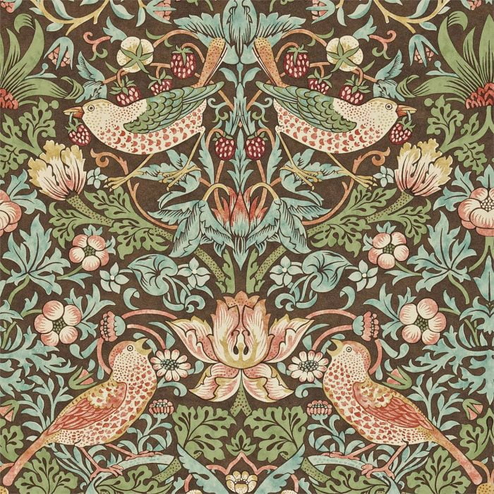 Strawberry Thief, Chocolate/Slate - Morris & Co