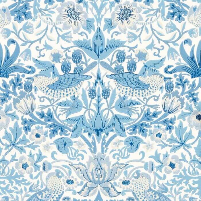 Simply Strawberry Thief Woad - Morris & Co