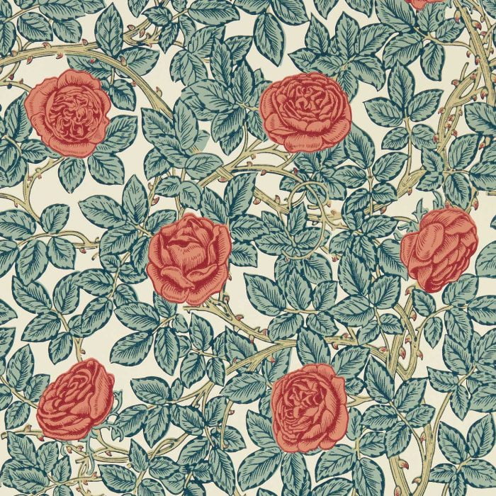 Rambling Rose Emery Blue/Spring Thicket - Morris & Co