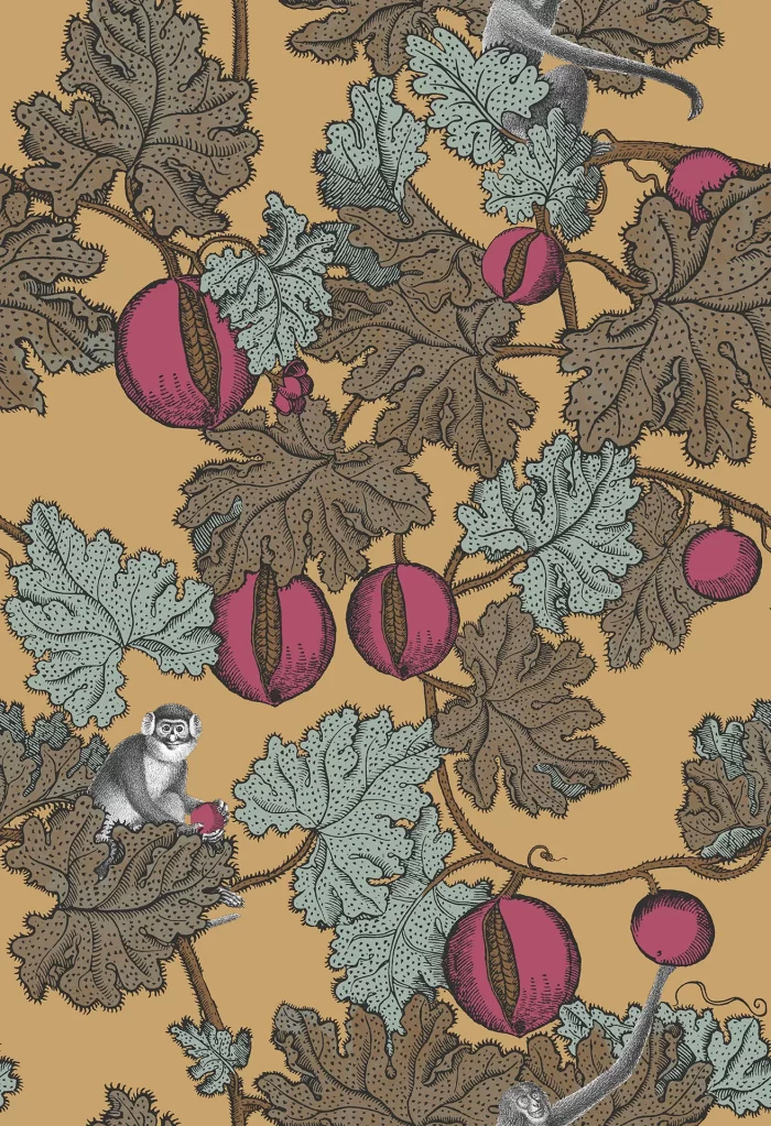 Frutto Proibito Print Room Blue & Magenta on Metallic Gold - Cole & Son