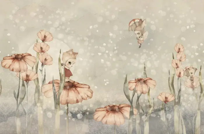 Bloomy Fields of Marion, Grey Green - Rebel Walls