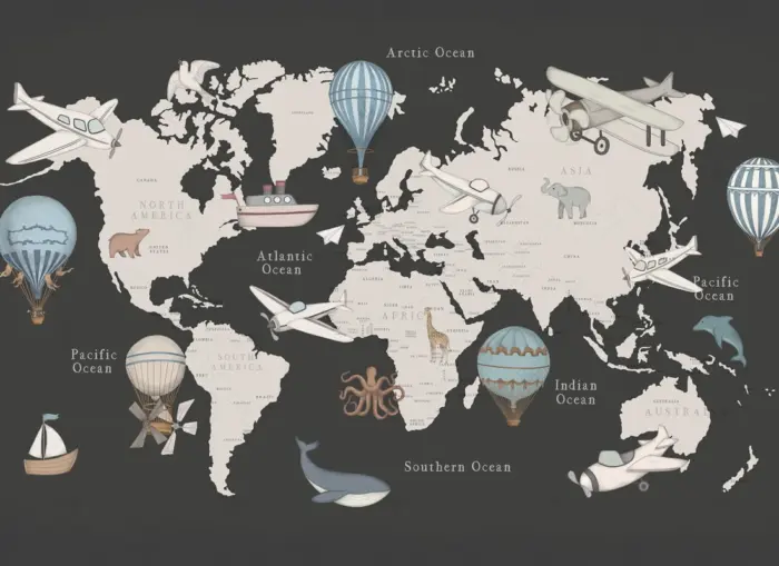 Playful World, Dark Blue - Rebel Walls
