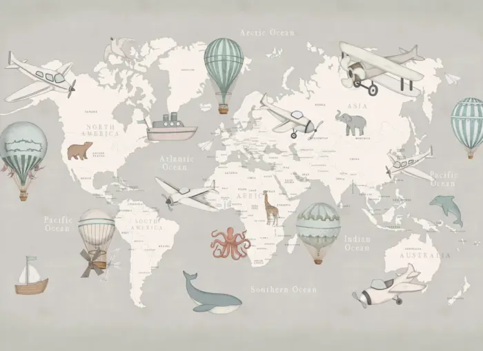 Playful World, Light Grey - Rebel Walls